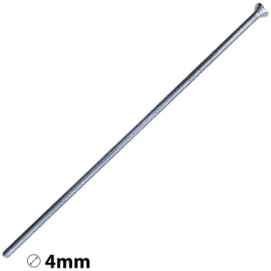 A Lockton Furniture Screw M4 Narrow Range, featuring a long silver metal threaded body, is displayed on a white background with a “4mm” diameter icon in the lower-left corner.